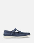 Mocasín con correa en piel nobuck color azul
