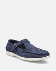 Mocasín con correa en piel nobuck color azul