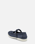 Mocasín con correa en piel nobuck color azul