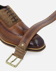 Zapato oxford cuero en piel picada con picado para hombre
