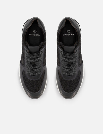 Tenis grises para hombre en textil tipo lana y piel bombeada