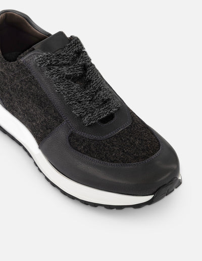Tenis grises para hombre en textil tipo lana y piel bombeada