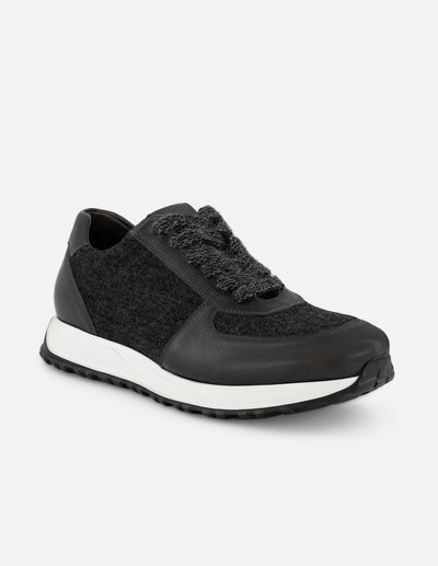 Tenis grises para hombre en textil tipo lana y piel bombeada