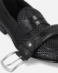 Mocasín en piel tejida color negro