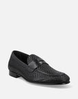 Mocasín en piel tejida color negro