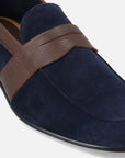 Mocasín en ante premium color marino
