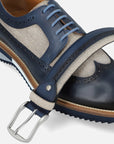 Blucher en piel y lino color marino