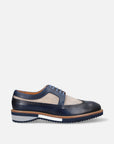 Blucher en piel y lino color marino