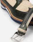 Blucher en piel y lino color verde