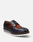 Blucher bicolor en piel con grabado coco