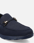 Mocasín en ante con hebilla náutica color marino