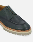Zapato blúcher verde con bordón para hombre