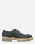 Zapato blúcher verde con bordón para hombre