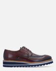Zapato blúcher vino con grabado Pd para hombre