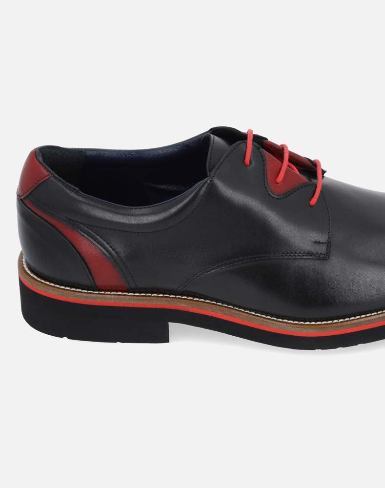 Zapato Blucher negro con contrastes para hombre