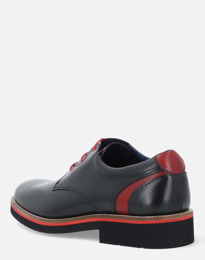 Zapato Blucher negro con contrastes para hombre