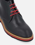 Botín de cordones negro en piel para hombre