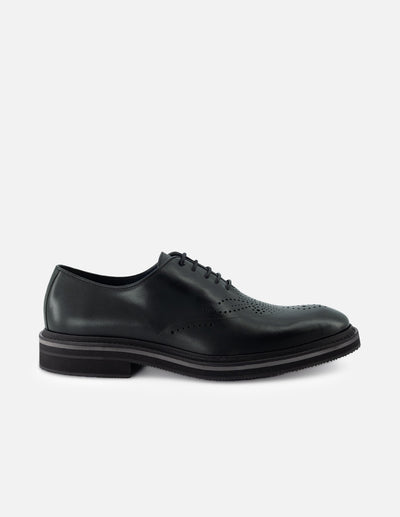 Oxford de piel con grabado tipo coco en color verde para hombre