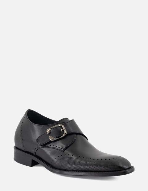 Monk color negro con hebilla en piel de ante