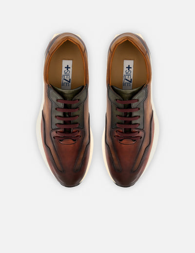 Tenis +7cm de altura en piel napa multicolor para hombre