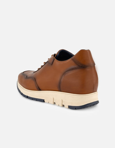 Tenis color cuero en piel para hombre ensombrecidos con aerógrafo