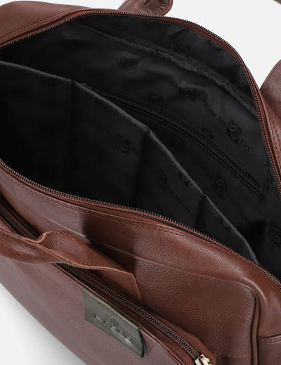 Maletín en piel napa color cuero