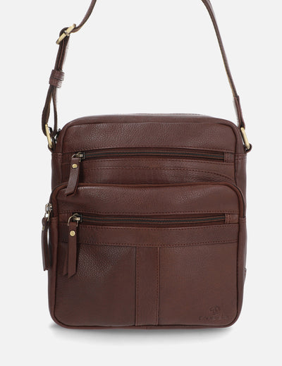 Bandolera color caoba en piel