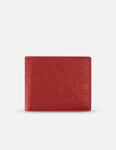 Cartera color Rojo con grabado PD para Hombre