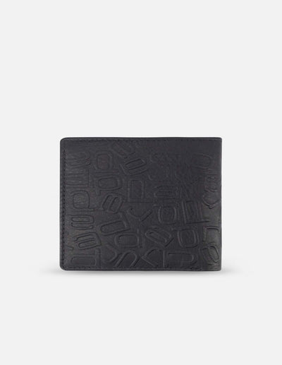 Cartera color negro con grabado PD en piel para Hombre
