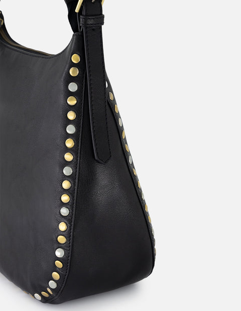 Bolso de piel de ante para Mujer colo negro herrajes en costado