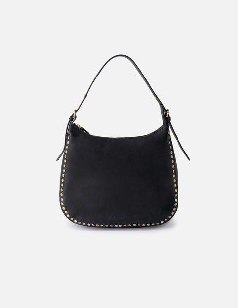 Bolso de piel de ante para Mujer colo negro herrajes en costado