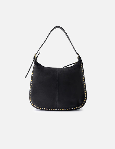 Bolso de piel de ante para Mujer colo negro herrajes en costado