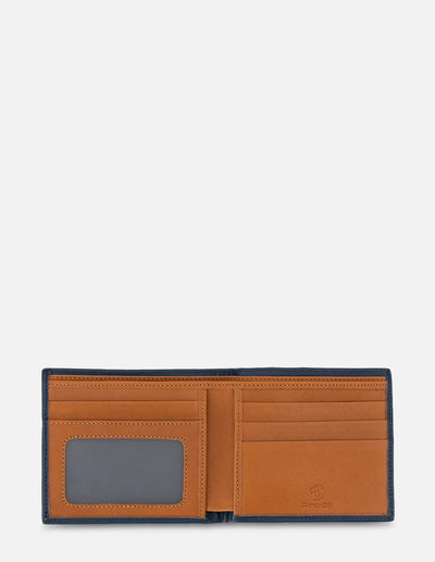 Cartera para hombre color azul con grabado e interior en contraste