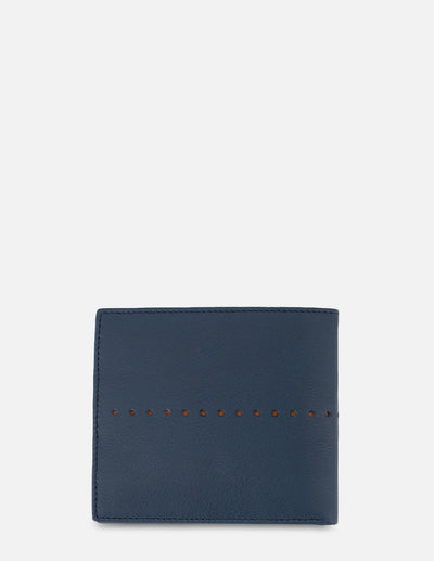 Cartera para hombre color azul con grabado e interior en contraste