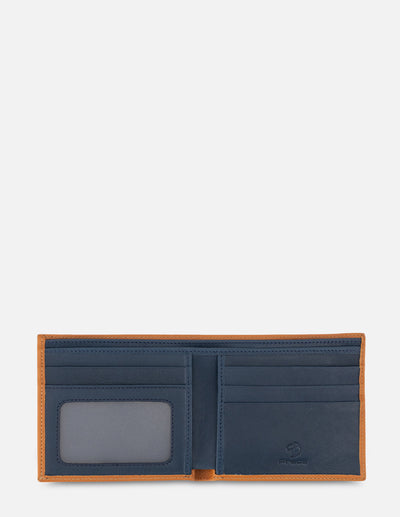 Cartera de piel con grabado en la pala e interior en contraste