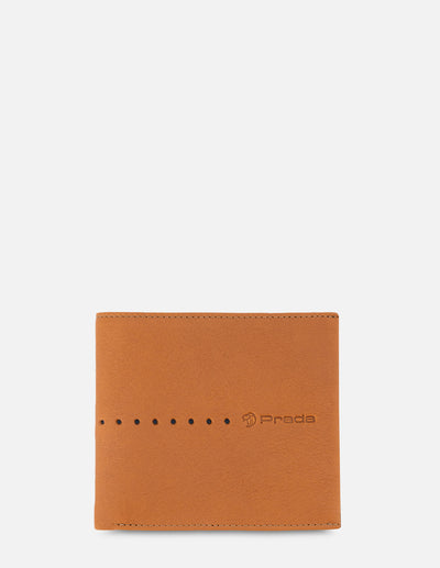 Cartera de piel con grabado en la pala e interior en contraste