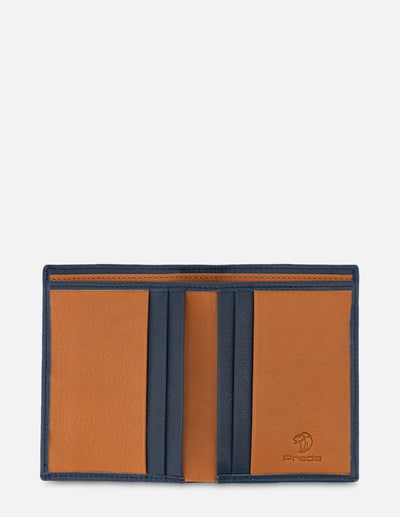 Cartera Vertical para hombre con grabado exterior e interior en contraste color Azul