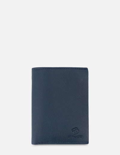 Cartera Vertical para hombre con grabado exterior e interior en contraste color Azul