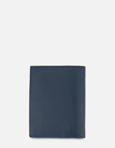 Cartera Vertical para hombre con grabado exterior e interior en contraste color Azul