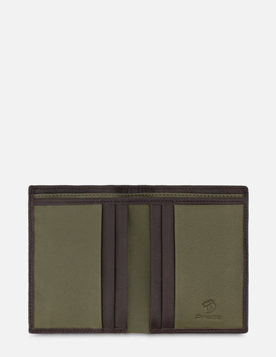 Cartera Vertical para hombre con grabado exterior e interior en contraste color Caoba
