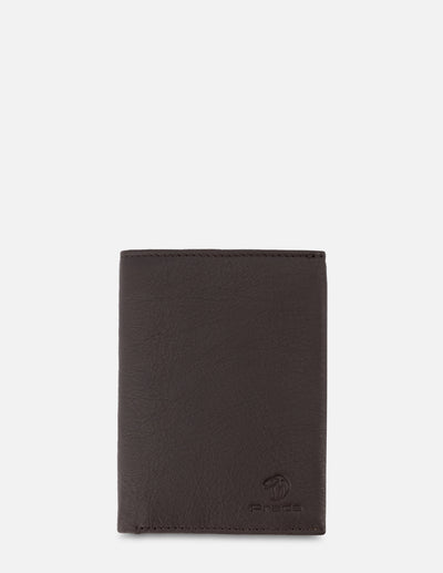 Cartera Vertical para hombre con grabado exterior e interior en contraste color Caoba