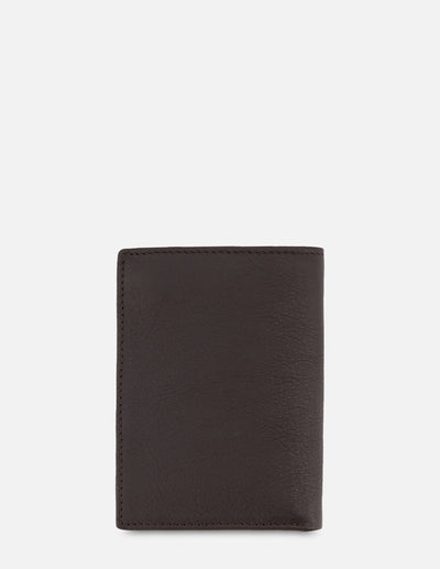 Cartera Vertical para hombre con grabado exterior e interior en contraste color Caoba