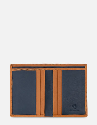 Cartera Vertical para hombre con grabado exterior e interior en contraste color Cuero