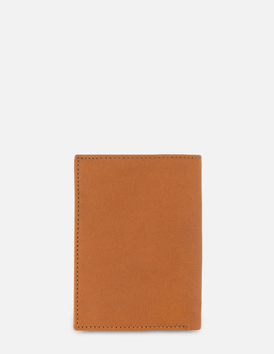 Cartera Vertical para hombre con grabado exterior e interior en contraste color Cuero