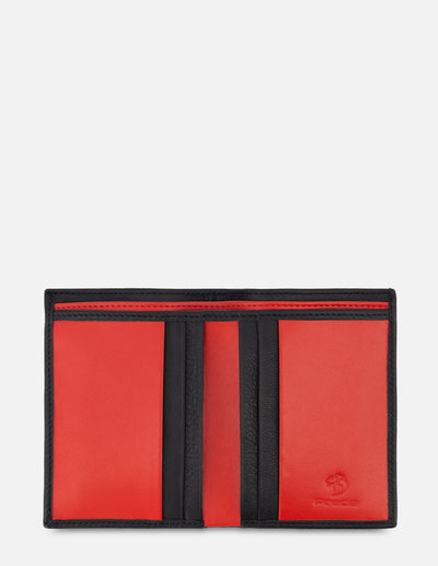 Cartera Vertical para hombre con grabado exterior e interior en contraste color Negro