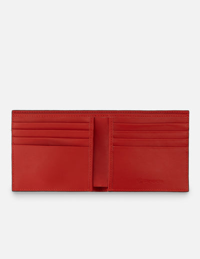 Cartera en piel con grabado tipo coco color roja para hombre