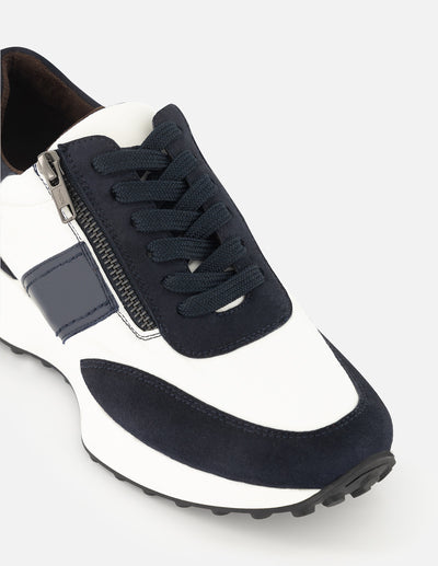 Tenis de lycra color blanco para mujer y detalle en color azul