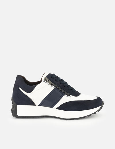 Tenis de lycra color blanco para mujer y detalle en color azul