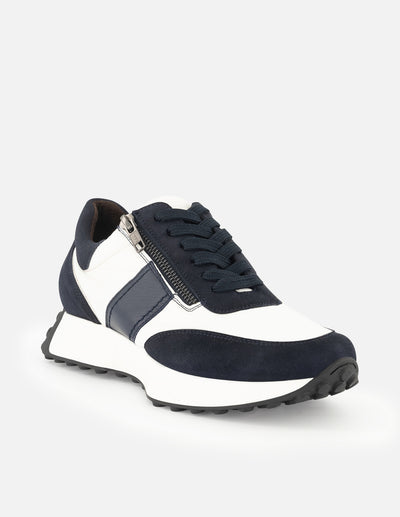 Tenis de lycra color blanco para mujer y detalle en color azul