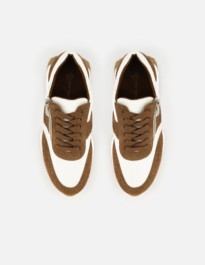 Tenis de lycra color blanco para mujer y detalle en color caoba